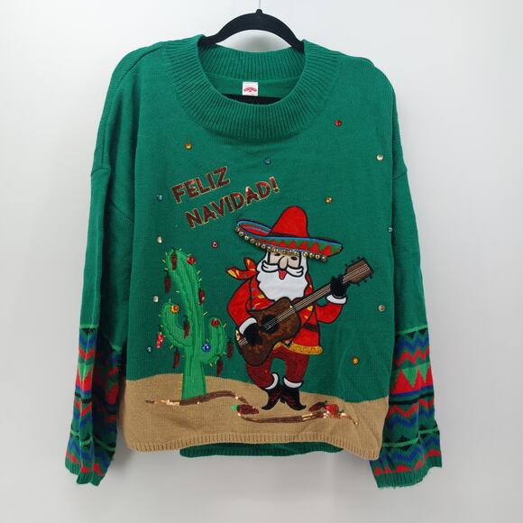 Holiday Time Sz 20 Green Ugly Christmas Sweater Red Pepper - Picture 15 of 16